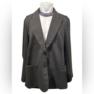 DG2 by Diane Gilman Charcoal Gray Single-Button Blazer